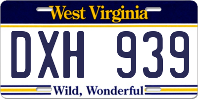 WV license plate DXH939