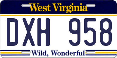 WV license plate DXH958