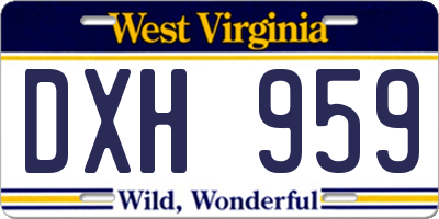 WV license plate DXH959