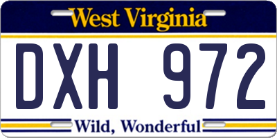 WV license plate DXH972