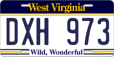 WV license plate DXH973