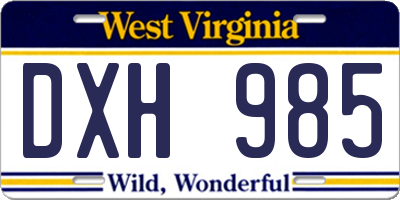 WV license plate DXH985