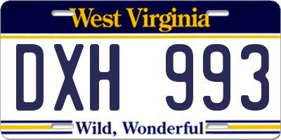 WV license plate DXH993