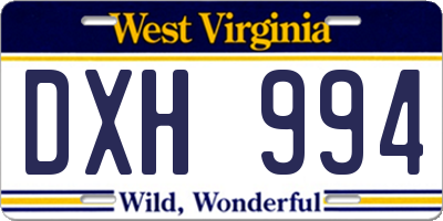 WV license plate DXH994