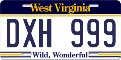 WV license plate DXH999