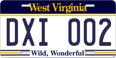 WV license plate DXI002