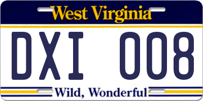 WV license plate DXI008