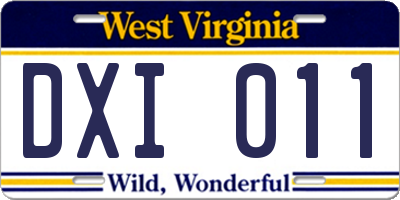 WV license plate DXI011