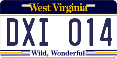 WV license plate DXI014