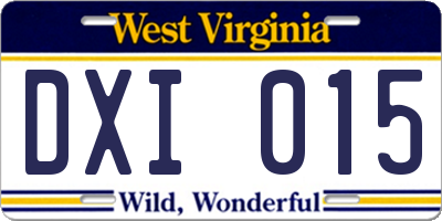WV license plate DXI015