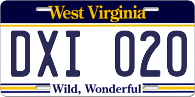 WV license plate DXI020