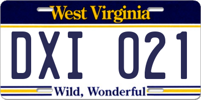 WV license plate DXI021