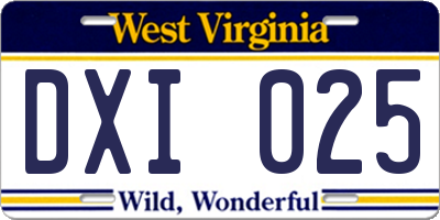 WV license plate DXI025