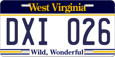 WV license plate DXI026