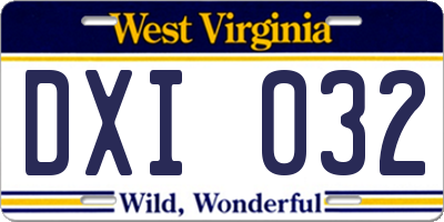 WV license plate DXI032