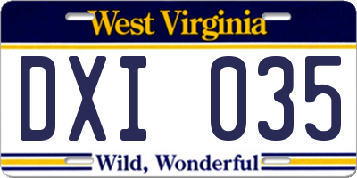 WV license plate DXI035