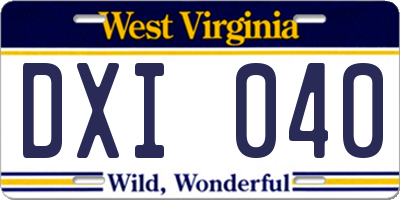 WV license plate DXI040