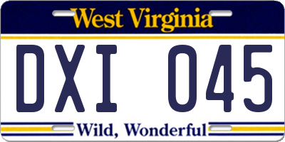 WV license plate DXI045