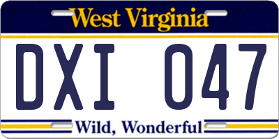 WV license plate DXI047