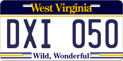 WV license plate DXI050