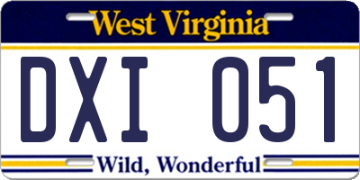 WV license plate DXI051
