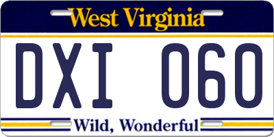 WV license plate DXI060