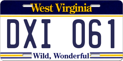 WV license plate DXI061