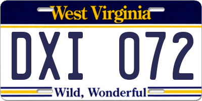 WV license plate DXI072
