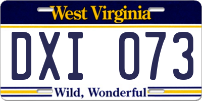 WV license plate DXI073