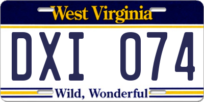 WV license plate DXI074