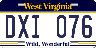 WV license plate DXI076