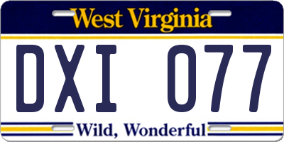 WV license plate DXI077
