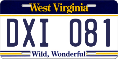 WV license plate DXI081
