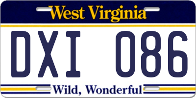WV license plate DXI086