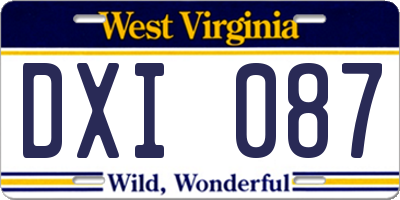 WV license plate DXI087