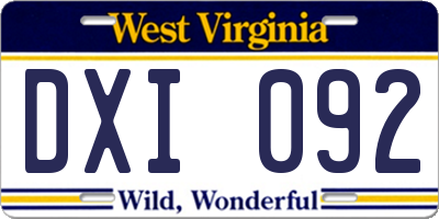 WV license plate DXI092