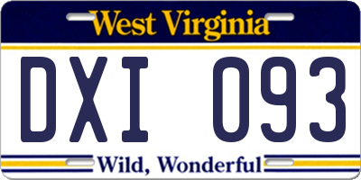 WV license plate DXI093