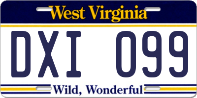 WV license plate DXI099