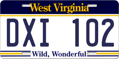 WV license plate DXI102