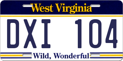 WV license plate DXI104