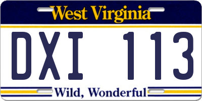 WV license plate DXI113