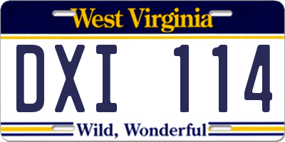 WV license plate DXI114