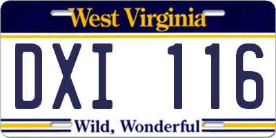 WV license plate DXI116