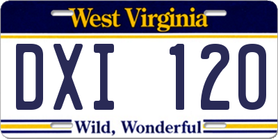 WV license plate DXI120