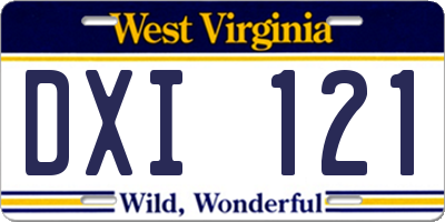 WV license plate DXI121