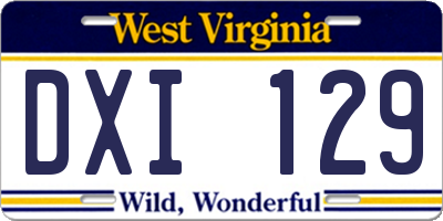WV license plate DXI129