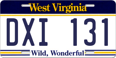 WV license plate DXI131