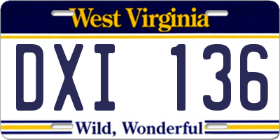 WV license plate DXI136
