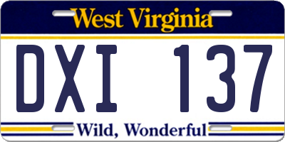 WV license plate DXI137