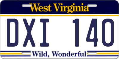 WV license plate DXI140